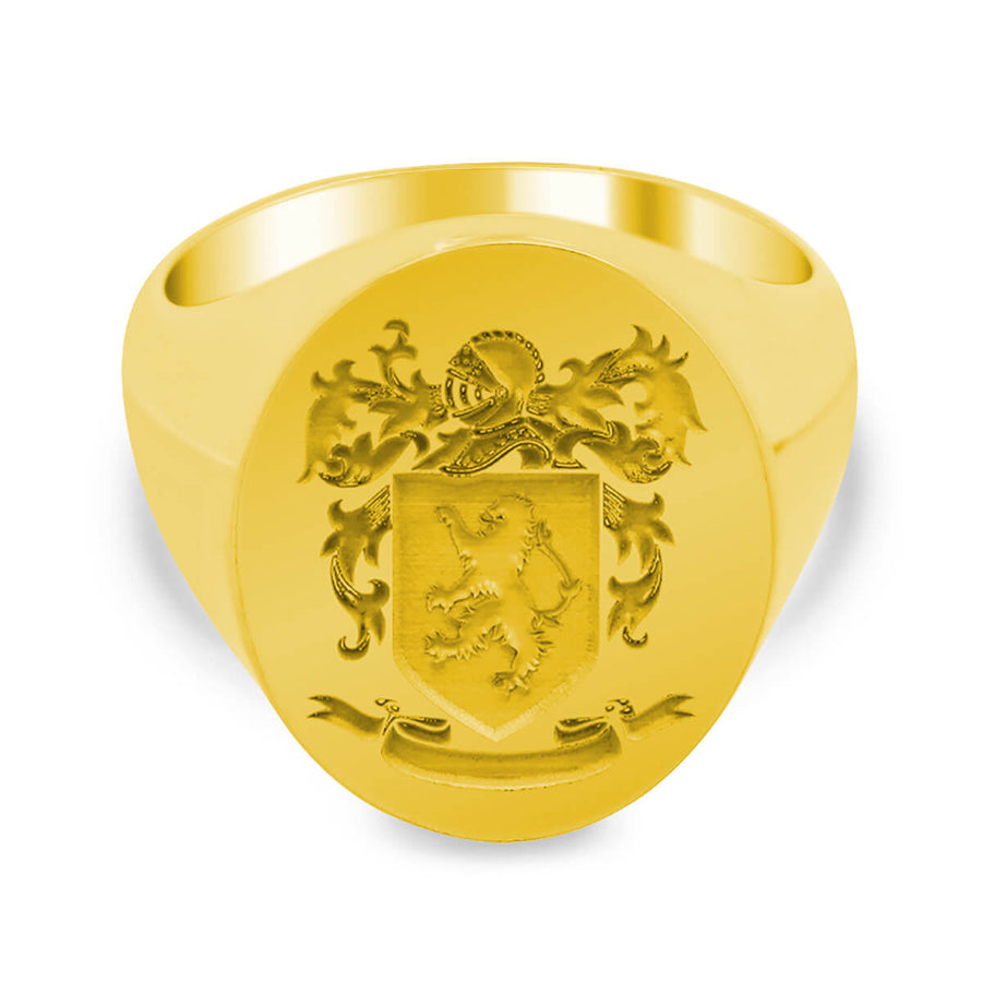 Men's Oval Signet Ring - Large - Laser Engraved Family Crest / Logo