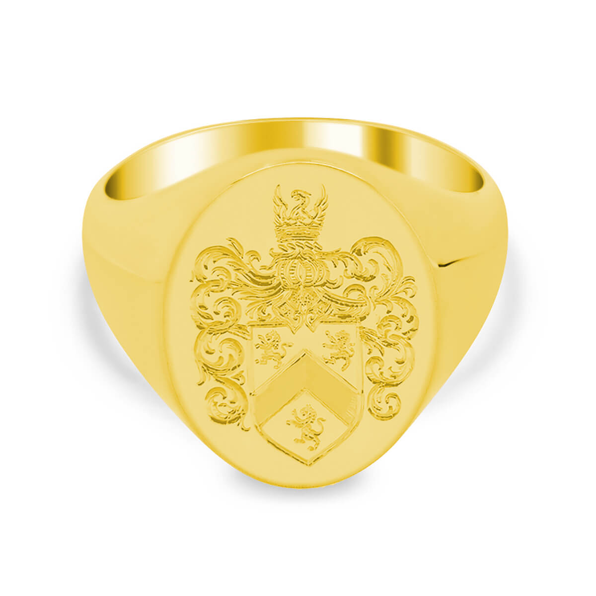 Men's Oval Signet Ring - Medium - Hand Engraved Family Crest   Logo 