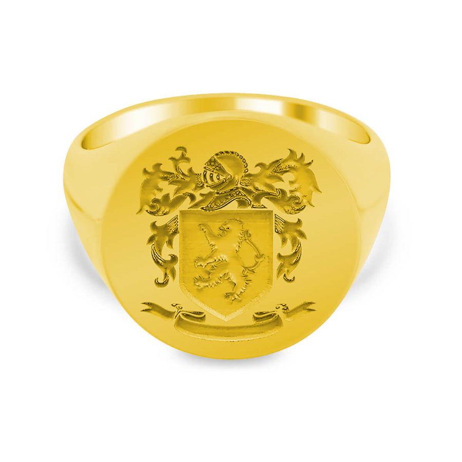 Men's Round Signet Ring - Large - Laser Engraved Family Crest / Logo