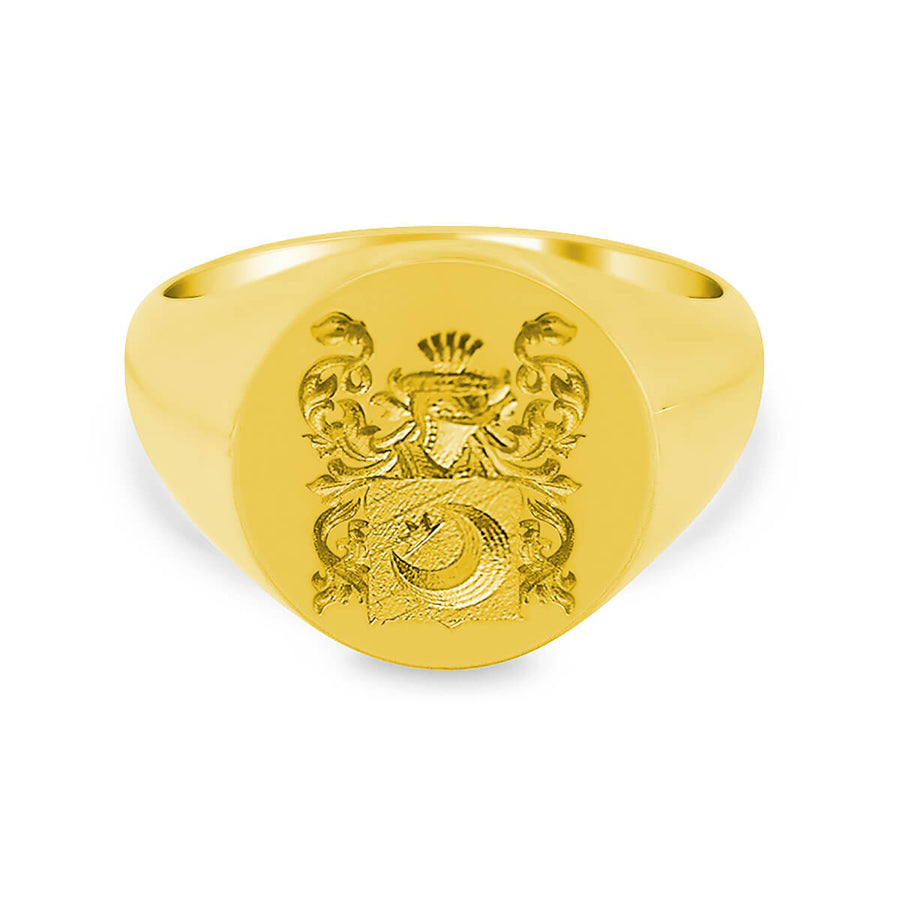 Men's Round Signet Ring - Medium - CAD Designed Family Crest / Logo