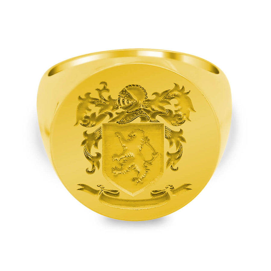 Men's Round Signet Ring - Extra Large - Laser Engraved Family Crest / Logo
