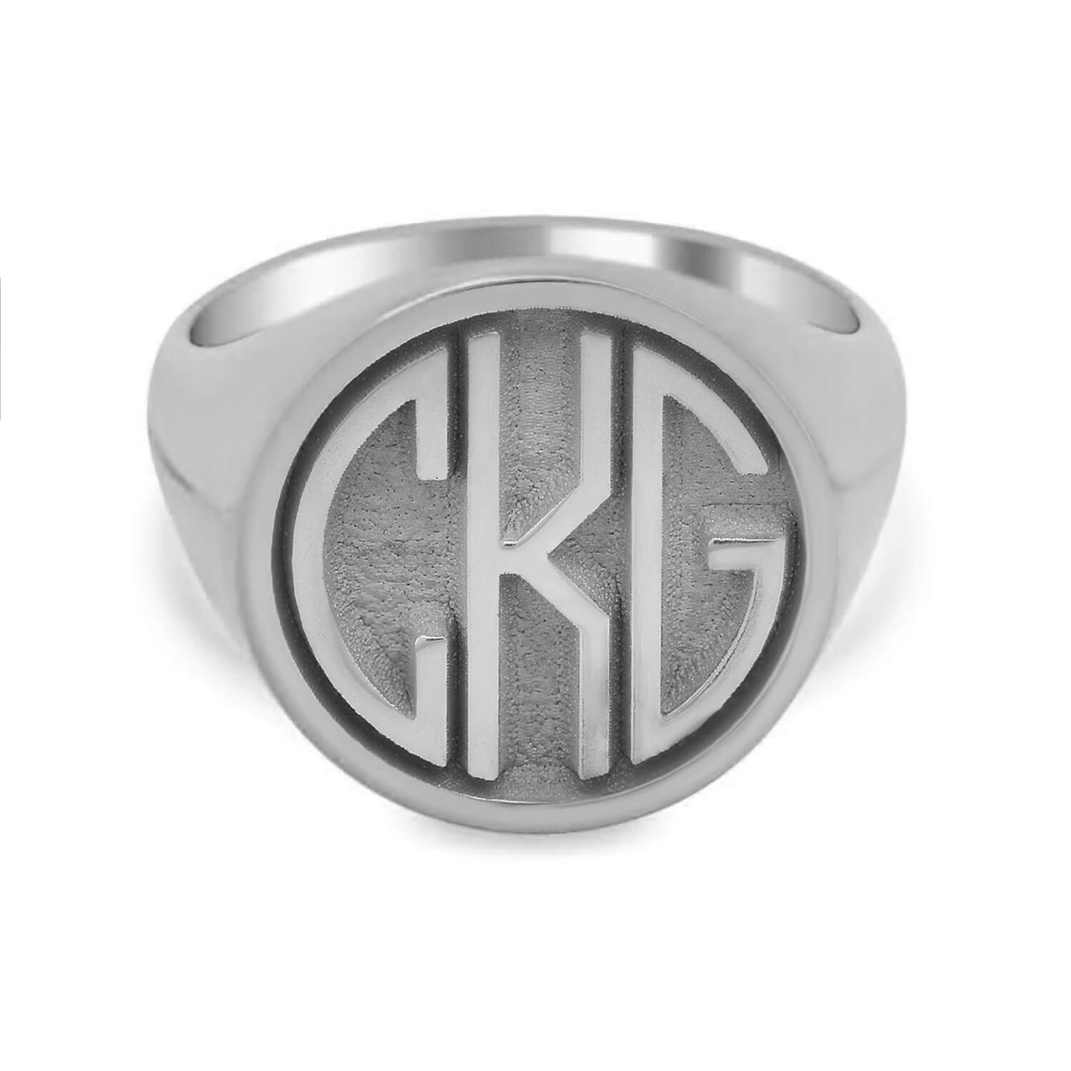Circle Round Monogram Ring for Men deBebians
