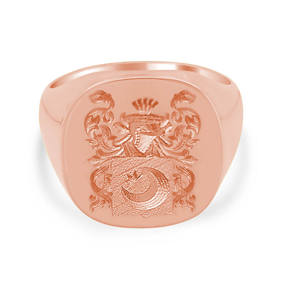 Men's Square Signet Ring - Large - CAD Designed Family Crest / Logo