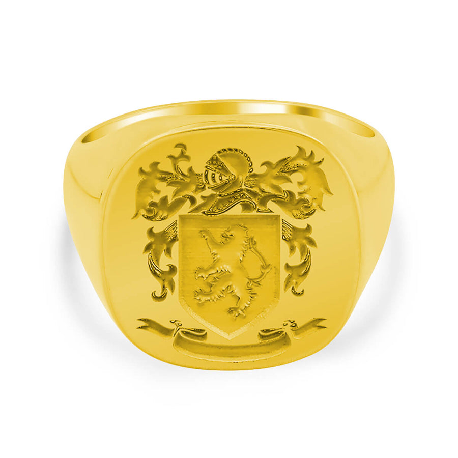 Men's Square Signet Ring - Large - Laser Engraved Family Crest / Logo