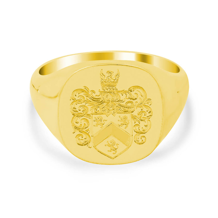 Men's Square Signet Ring - Medium - Hand Engraved Family Crest / Logo