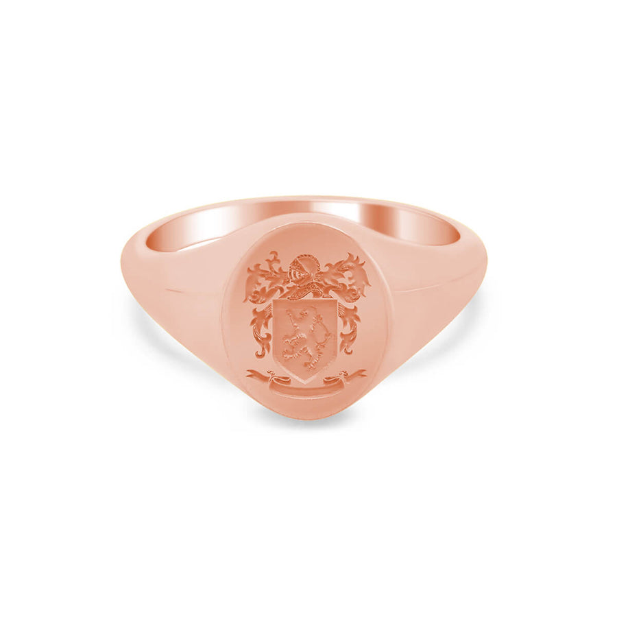 Women's Oval Signet Ring - Small - Laser Engraved Family Crest / Logo