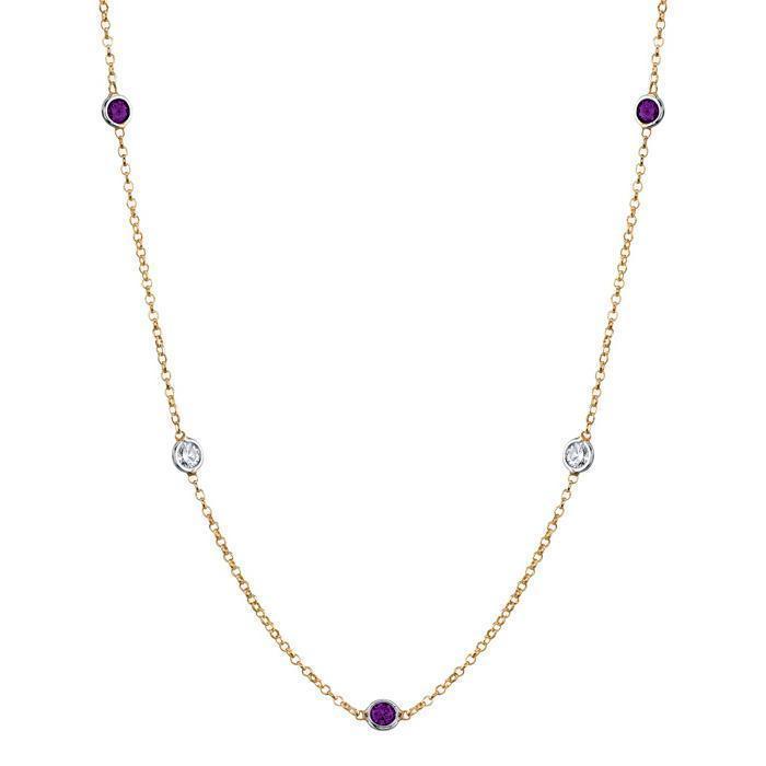 Amethyst and Diamond Station Necklace Necklaces deBebians 