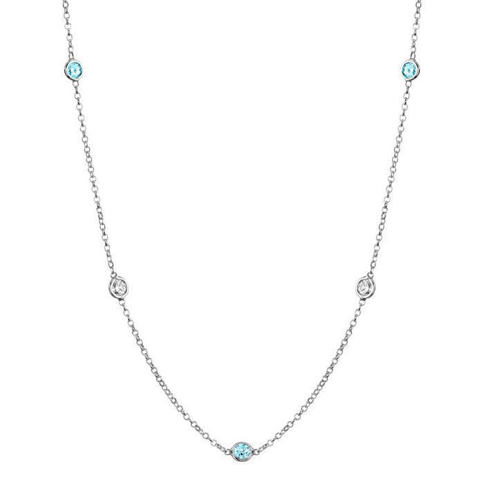 Aquamarines and I1 Diamonds Bezel Necklace Gemstone Station Necklaces deBebians 