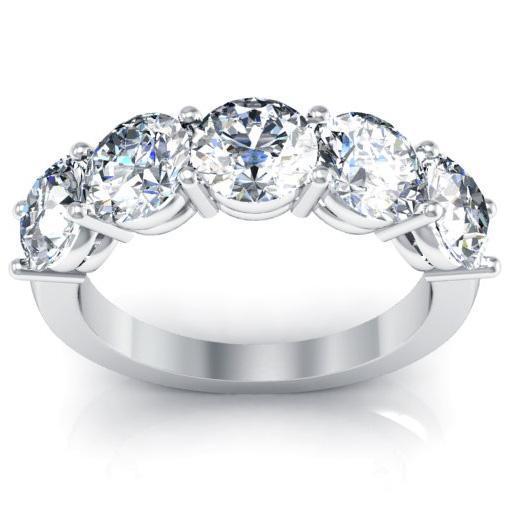 3.00cttw Shared Prong Round Diamond Five Stone Ring Five Stone Rings deBebians 
