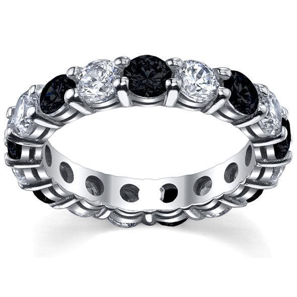 White Diamonds & Black Diamonds Eternity Wedding Ring Gemstone Eternity Rings deBebians 