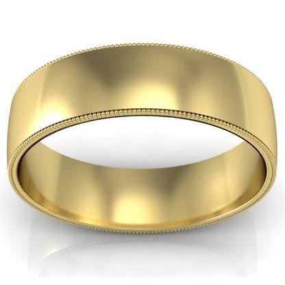Gold Milgrain Band for Women 6mm Plain Wedding Rings deBebians 