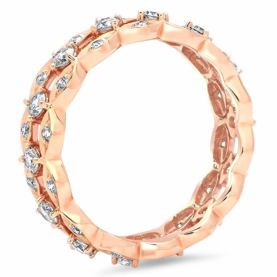 Three Row Round Diamond Eternity Ring in 18kt Rose Gold Ready-To-Ship deBebians 