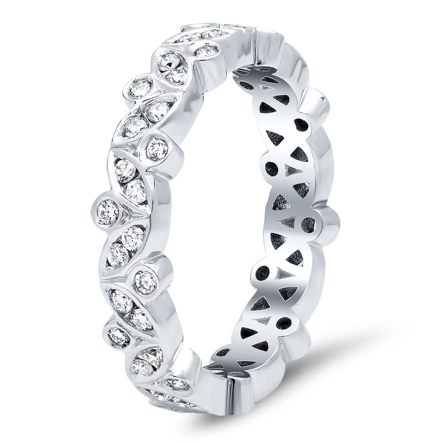 Marquise & Round Diamond Channel & Bezel Set Eternity Ring - 0.50 cttw Diamond Eternity Rings deBebians 