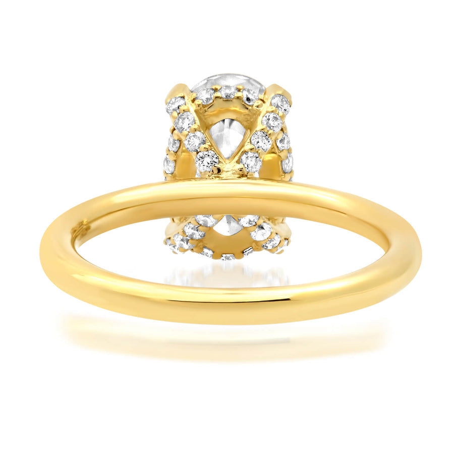 Solitaire Under Halo Engagement Ring with Pave Lab Grown Diamonds