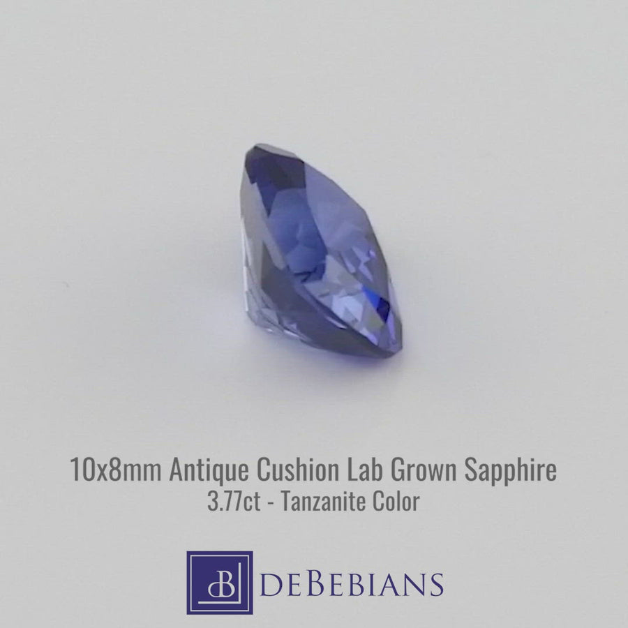 3.77ct 10x8mm Antique Cushion Light Bluish Purple Color Lab Grown Sapphire