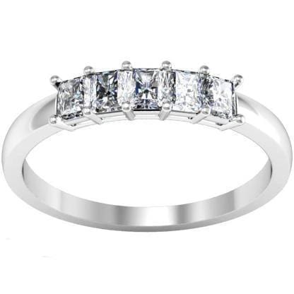 0.50cttw Shared Prong Radiant Cut Diamond Five Stone Ring Five Stone Rings deBebians 