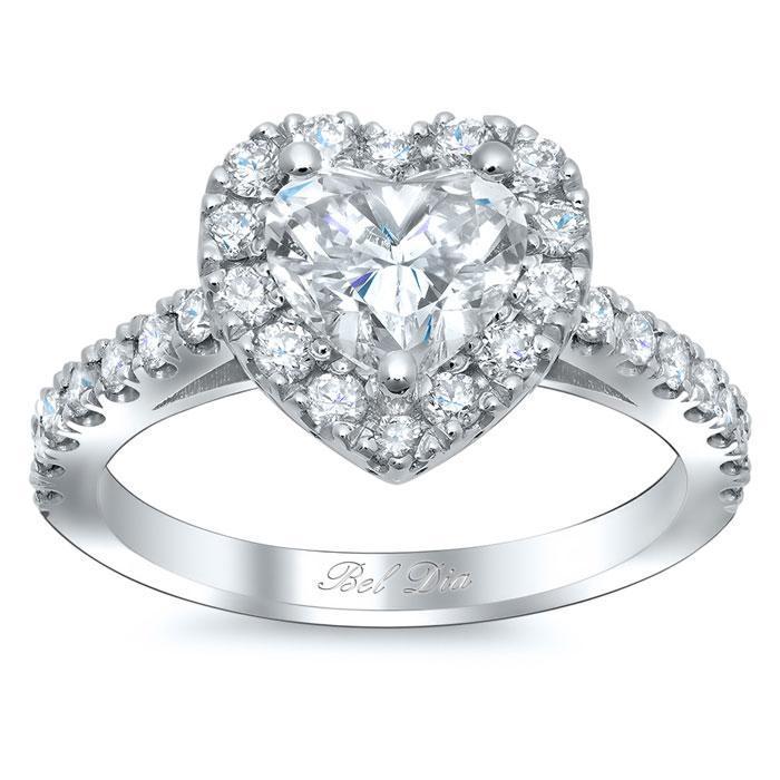 Heart Shaped Halo Diamond Engagement Ring Setting