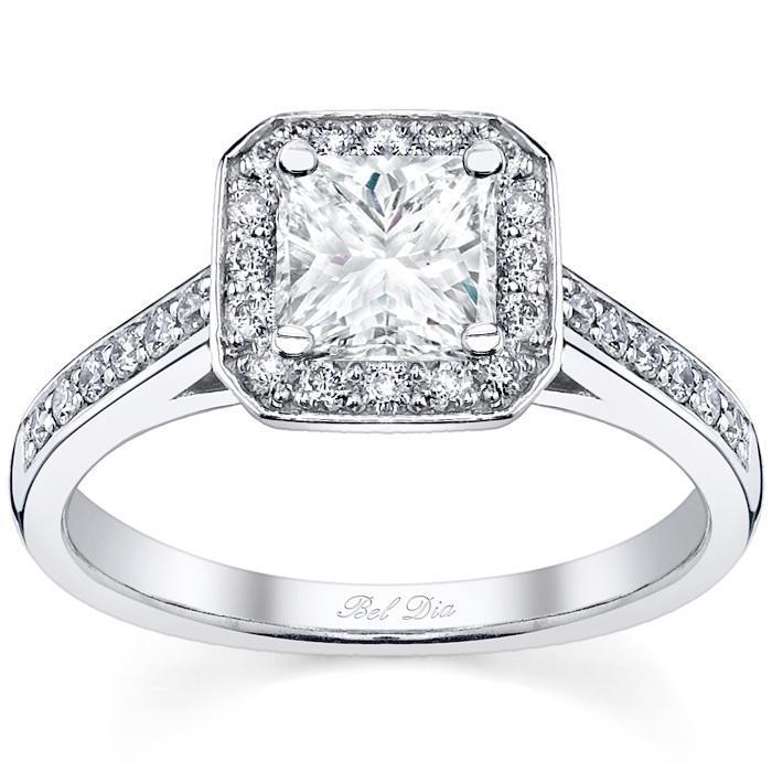 Princess Cut Halo Engagement Ring Setting deBebians