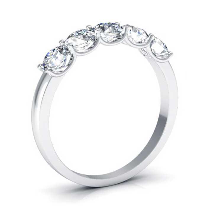 3.5mm Forever One Moissanite Round Five Stone Ring Moissanite Wedding Rings deBebians 