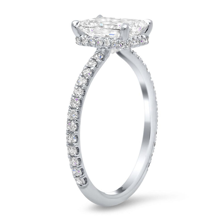 Pave Hidden Basket Diamond Accented Delicate Engagement Ring Diamond Accented Engagement Rings deBebians 
