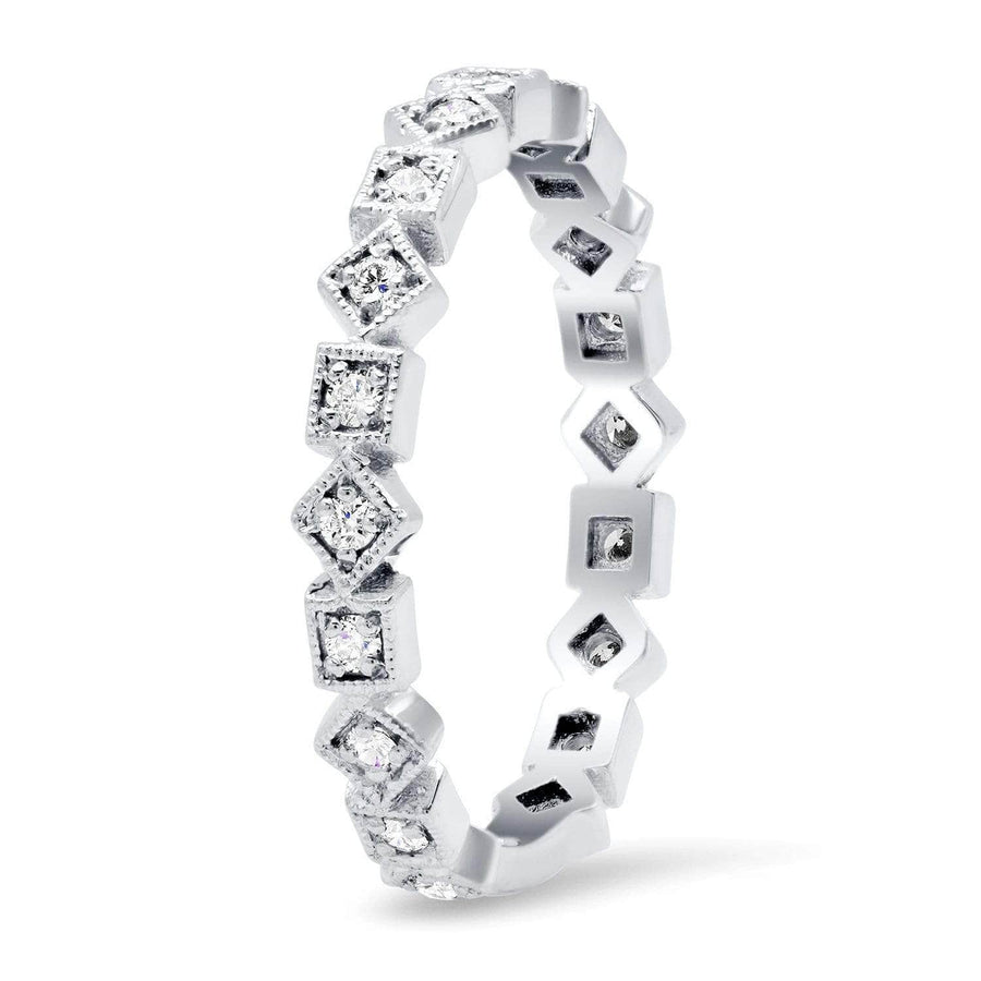 Geometric Round Diamond Wedding Ring Diamond Wedding Rings deBebians 