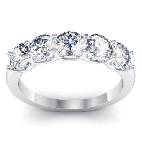 1.50cttw U Prong Round GIA Certified Diamond Five Stone Ring Five Stone Rings deBebians 