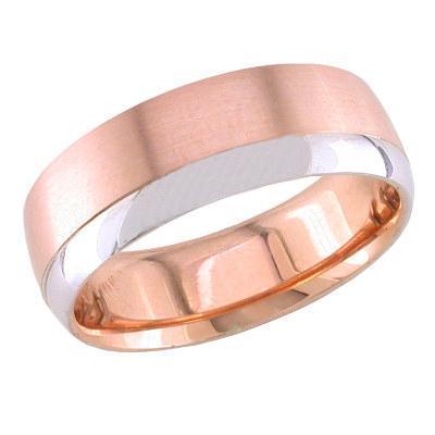 7mm Rose Gold Ring for Men with White Gold Accent Unique Wedding Rings deBebians 