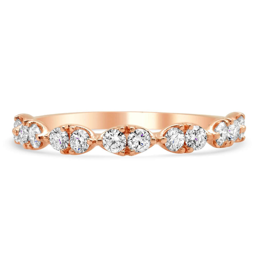 14kt Rose Gold Round Diamond Dainty Wedding Ring Ready-To-Ship deBebians 
