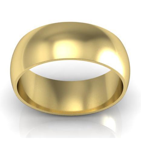 Domed Wedding Ring in 14kt 8mm Plain Wedding Rings deBebians 