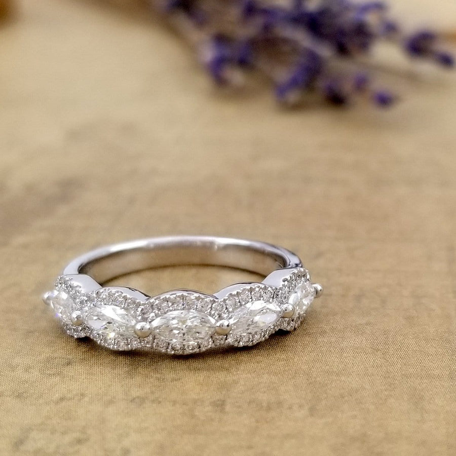Marquise and Round Diamond Pave Ring