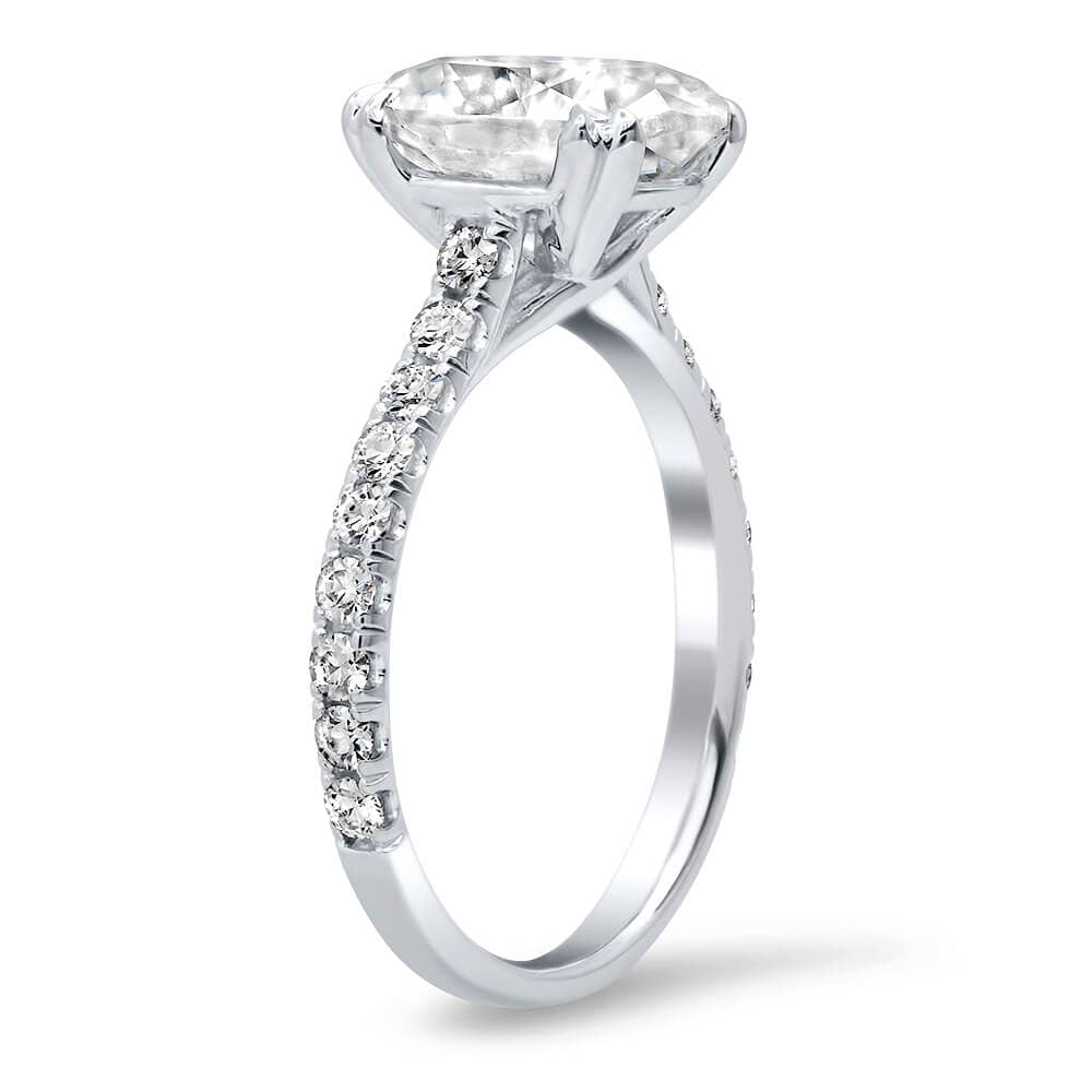 Pave Diamond Trellis Design Engagement Ring Debebians