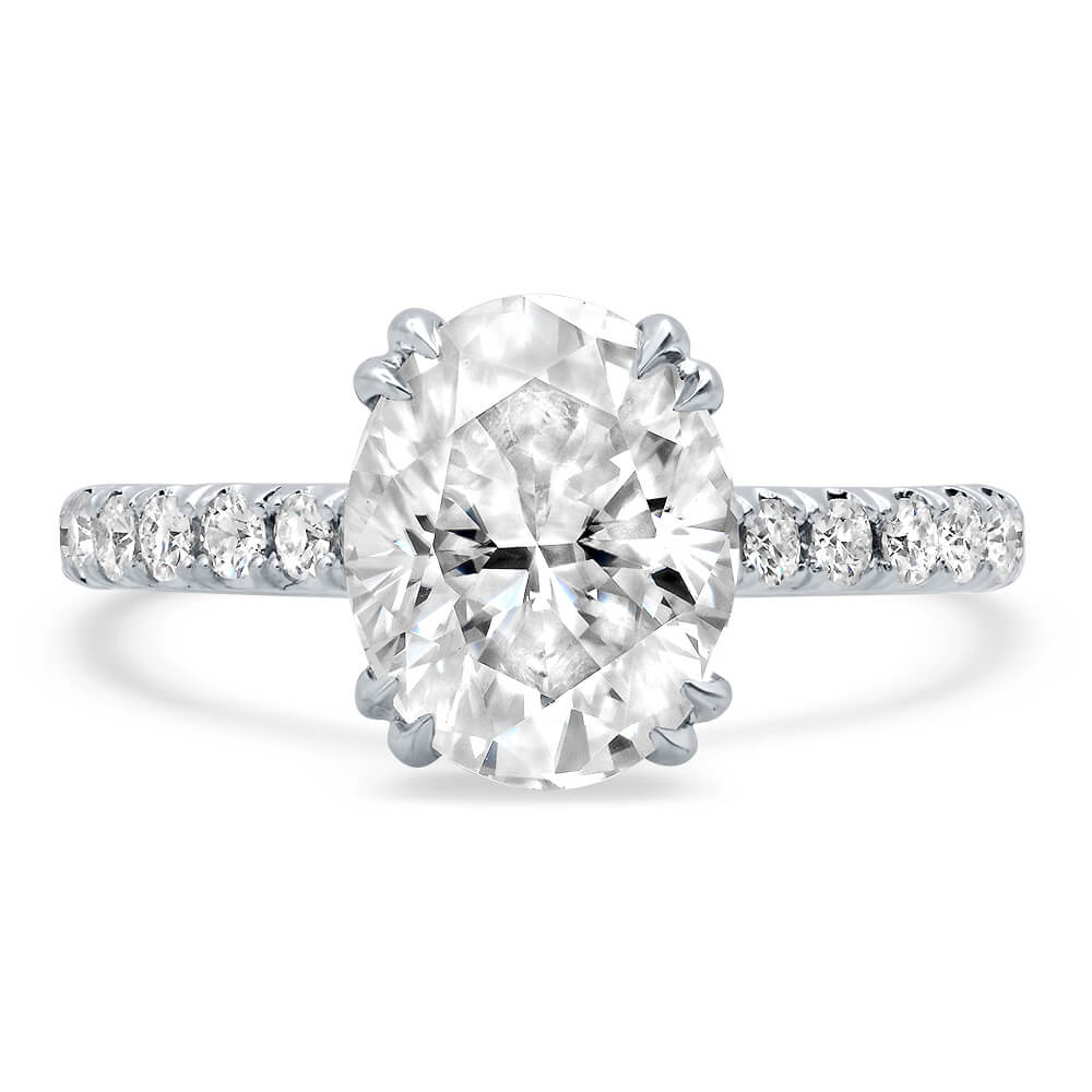 Pave Diamond Trellis Design Engagement Ring Debebians