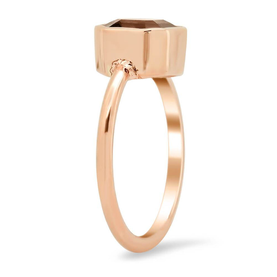 Asscher Grey Spinel & Rose Gold Solitaire Ring Ready-To-Ship deBebians 