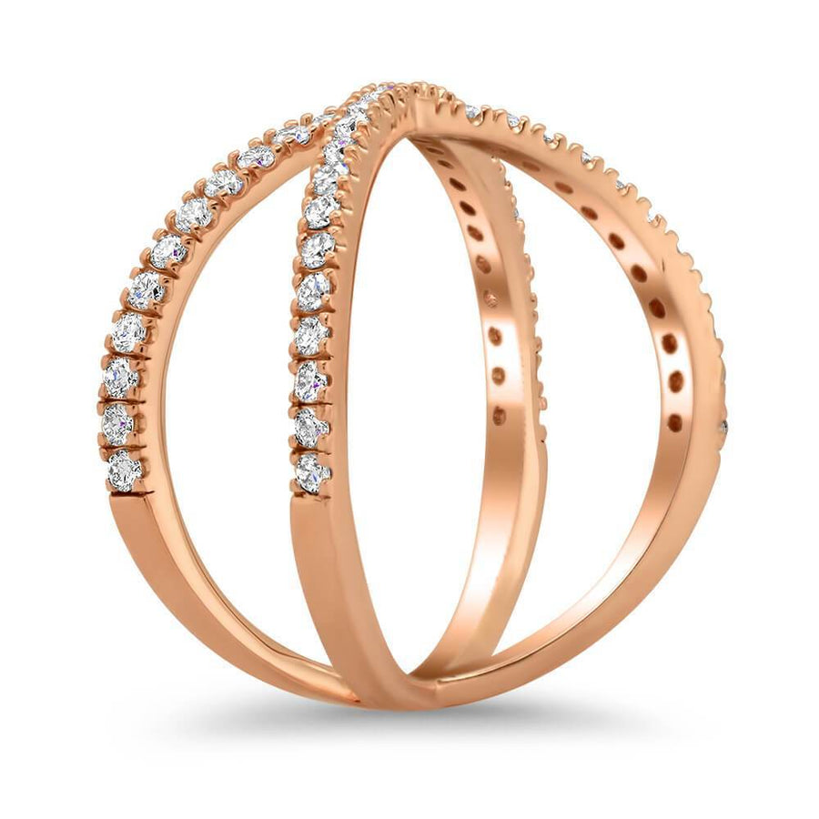 Pave Diamond X Ring in 14kt Rose Gold Ready-To-Ship deBebians 