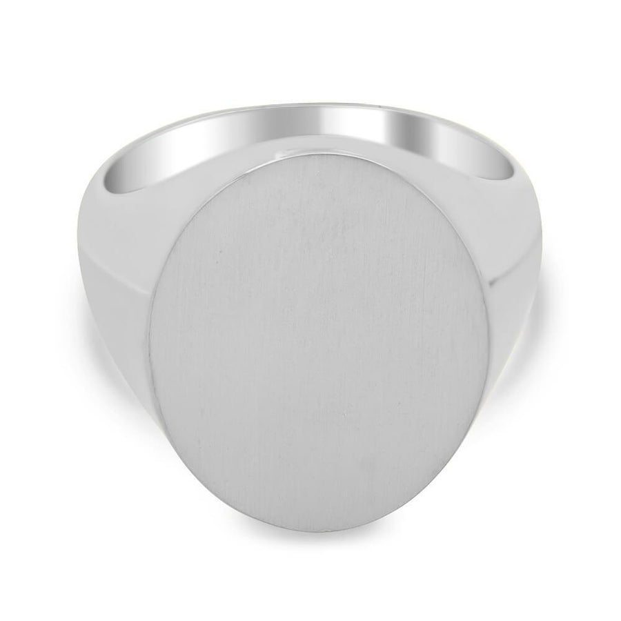 Men's Oval Signet Ring - Large Signet Rings deBebians Sterling Silver Solid Back 