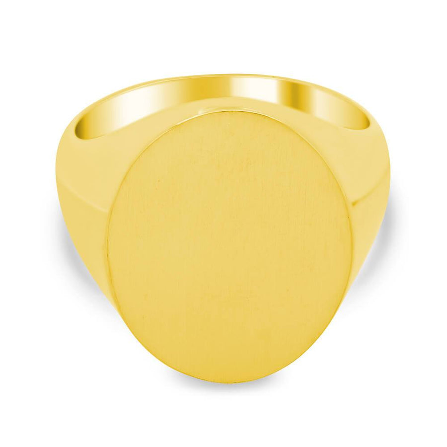 Men's Oval Signet Ring - Large Signet Rings deBebians 14k Yellow Gold Solid Back 