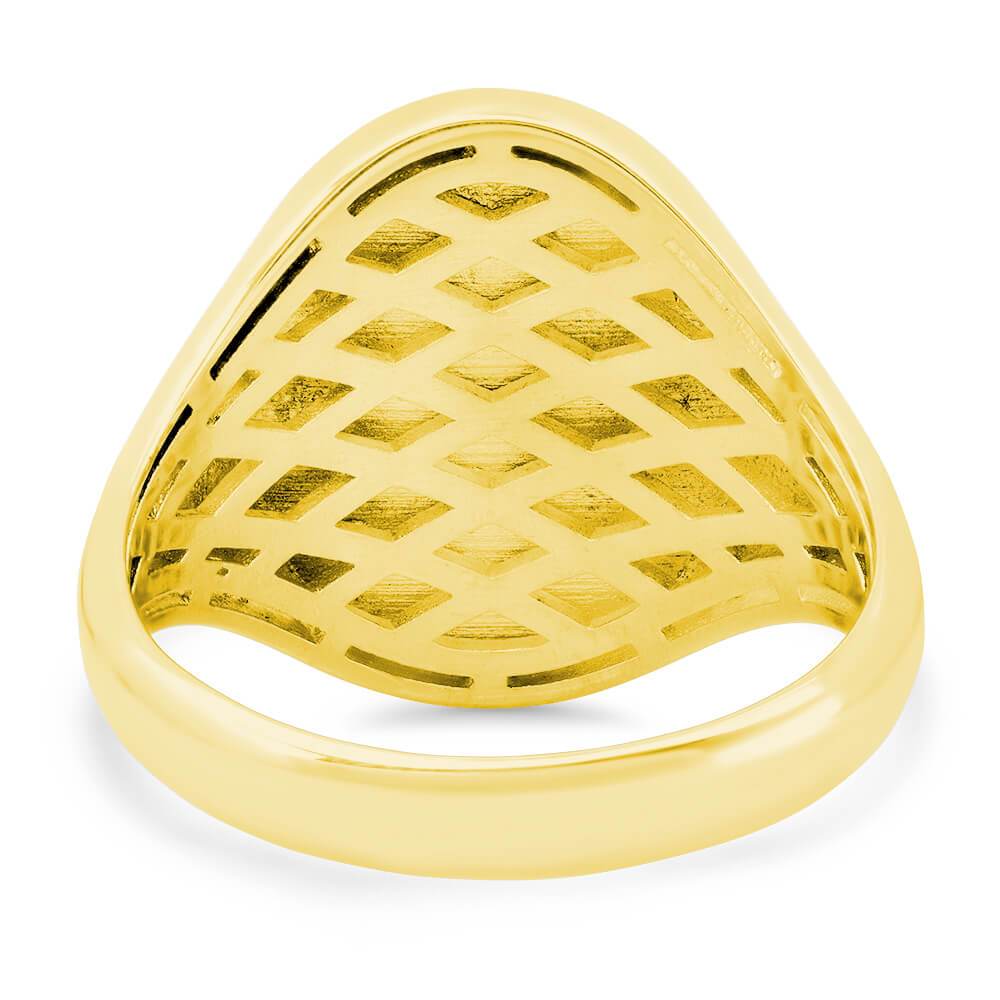 Block Monogram Signet Ring with initials for Men Gold Real Gold - Yellow 10K