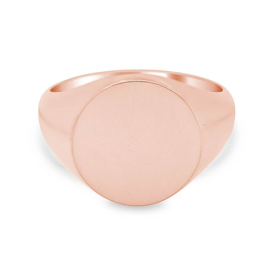 Men's Round Signet Ring - Medium Signet Rings deBebians 14k Rose Gold Solid Back 