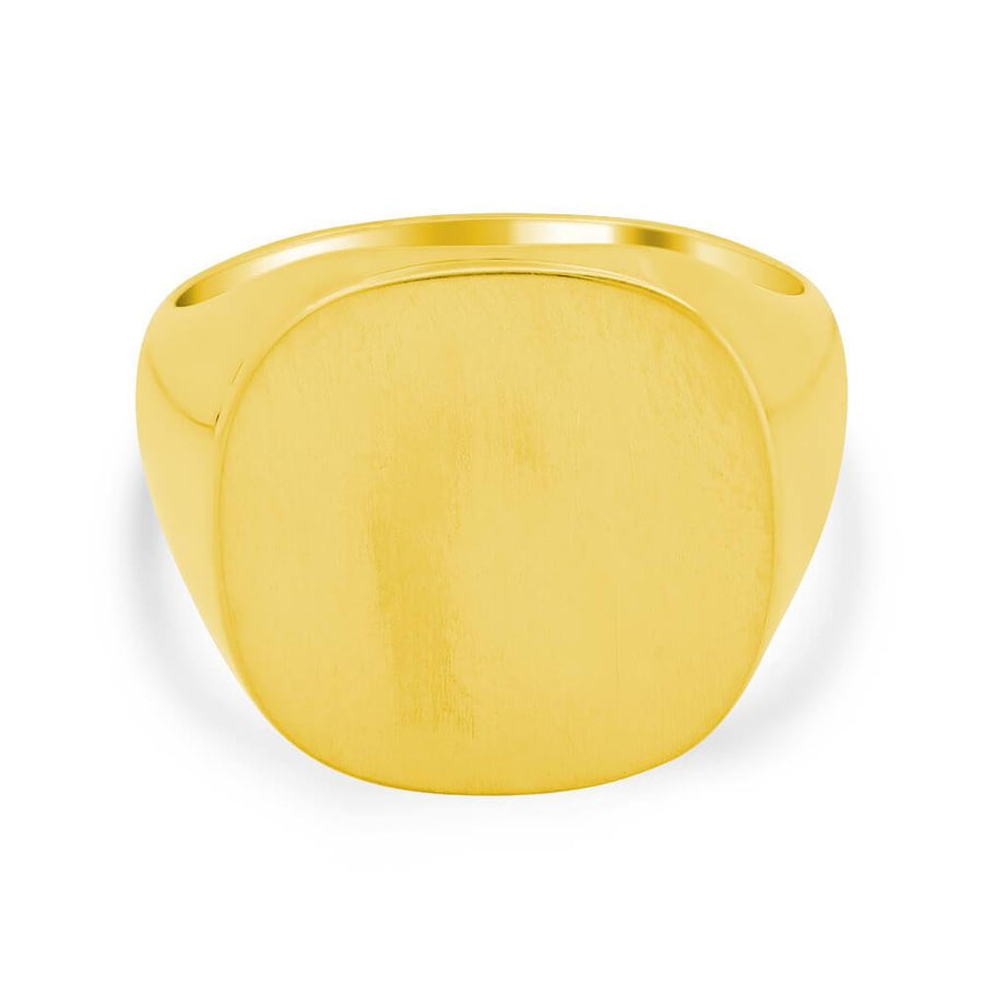 Men's Square Signet Ring - Large Signet Rings deBebians 14k Yellow Gold Solid Back 