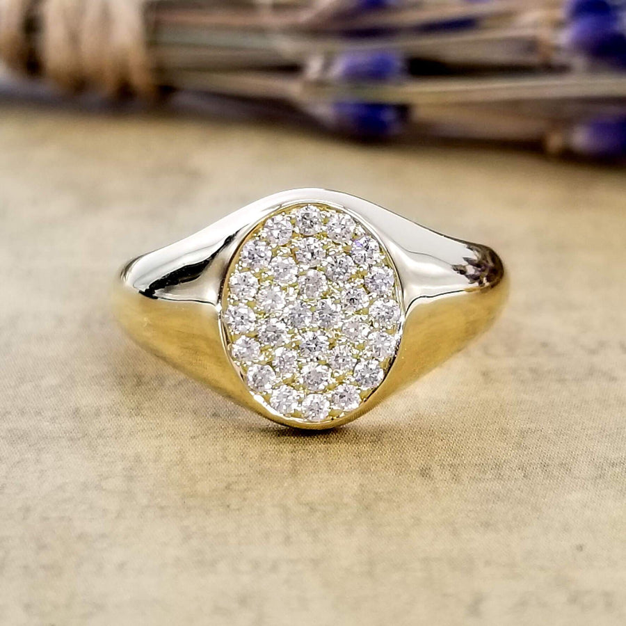 Oval Ladies Diamond Signet Ring