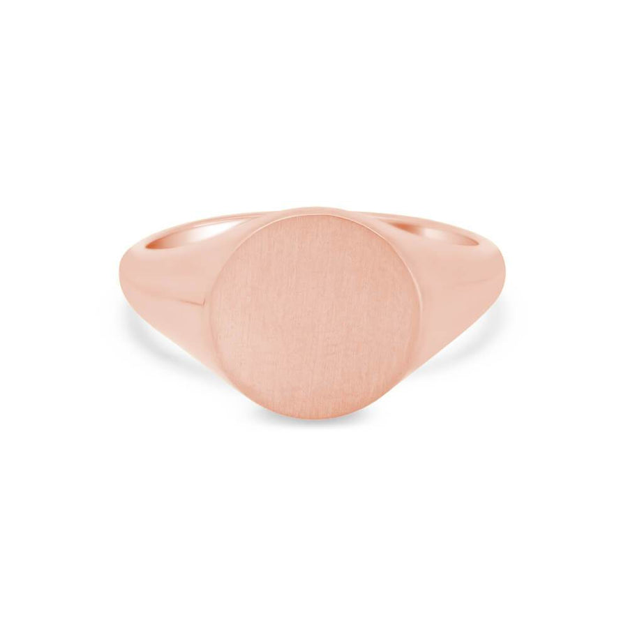 Women's Round Signet Ring - Medium Signet Rings deBebians 14k Rose Gold Solid Back 