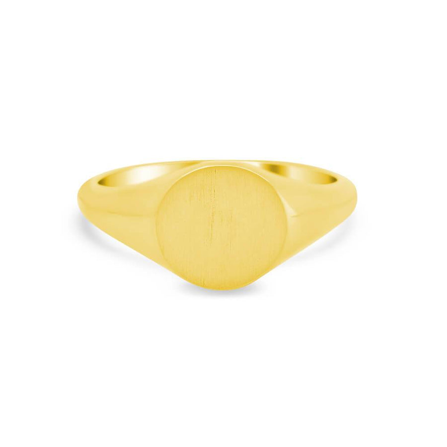 Women's Round Signet Ring - Small Signet Rings deBebians 14k Yellow Gold Solid Back 