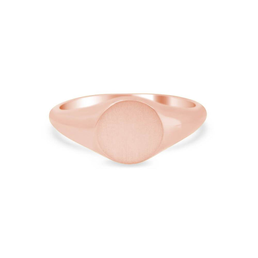 Women's Round Signet Ring - Extra Small Signet Rings deBebians 14k Rose Gold Solid Back 