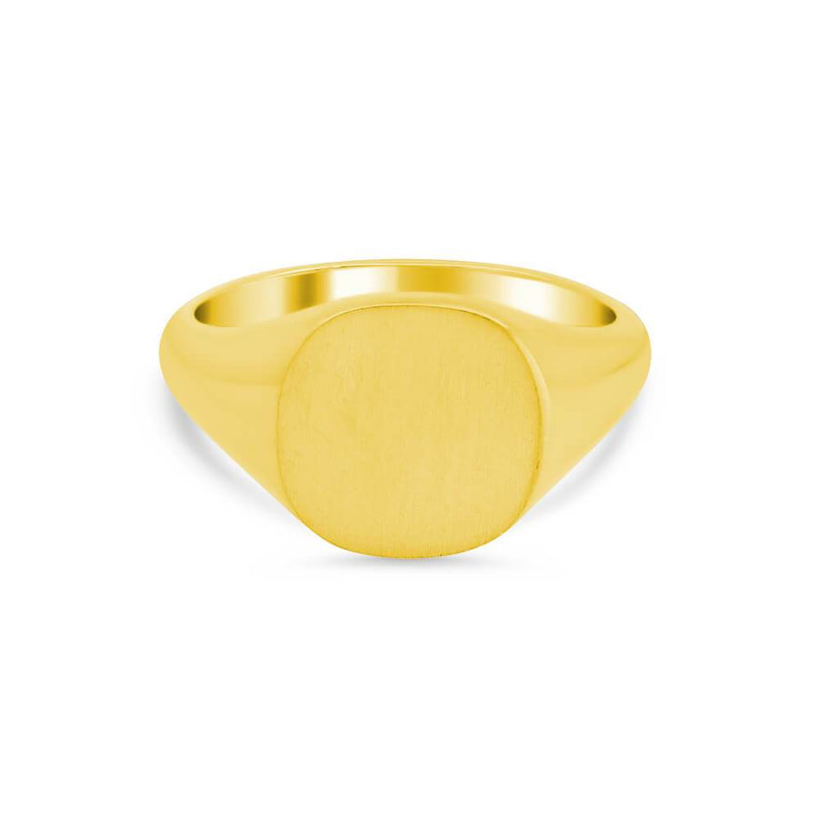 Women's Square Signet Ring - Medium Signet Rings deBebians 14k Yellow Gold Solid Back 
