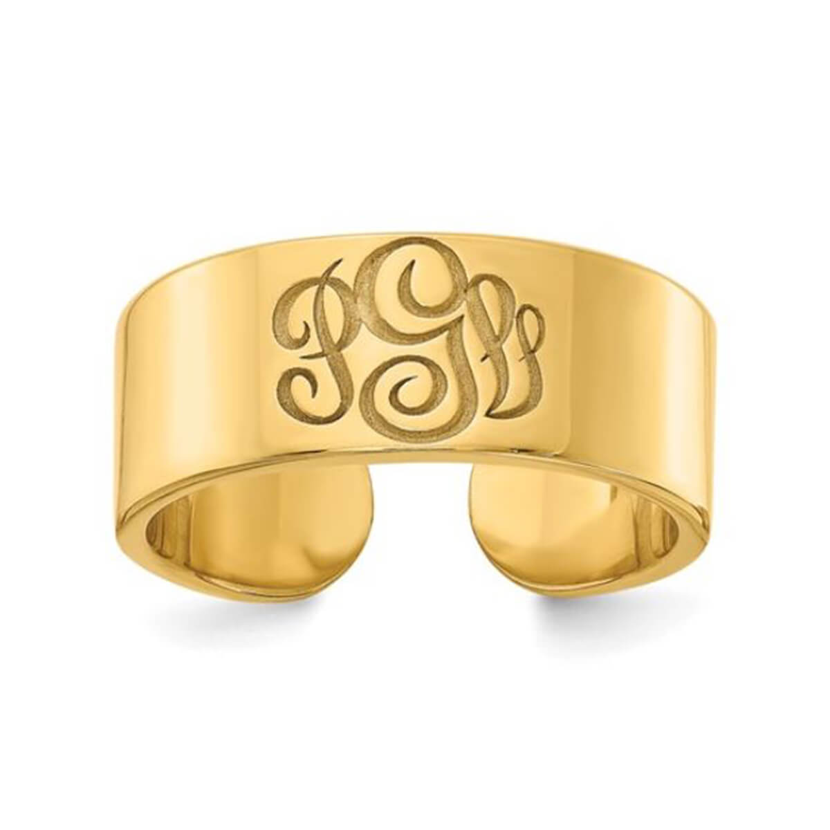 14kt Gold Cigar Style Monogram Ring, 14K Yellow Gold
