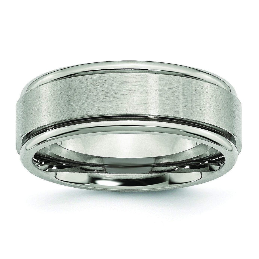 Grooved Edge Titanium Ring Matte & High Polish Finish in 8mm Titanium Wedding Rings deBebians 