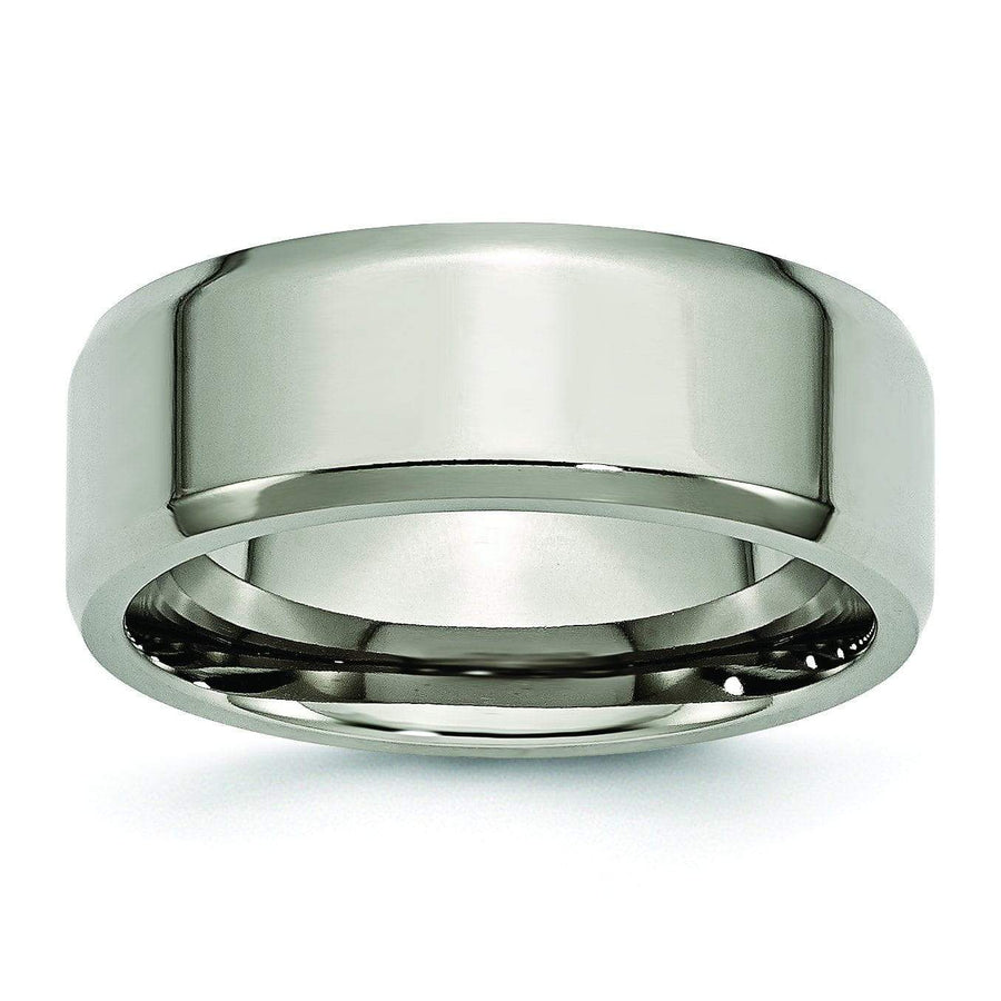 8mm Polished Titanium Wedding Ring with Beveled Edges Titanium Wedding Rings deBebians 