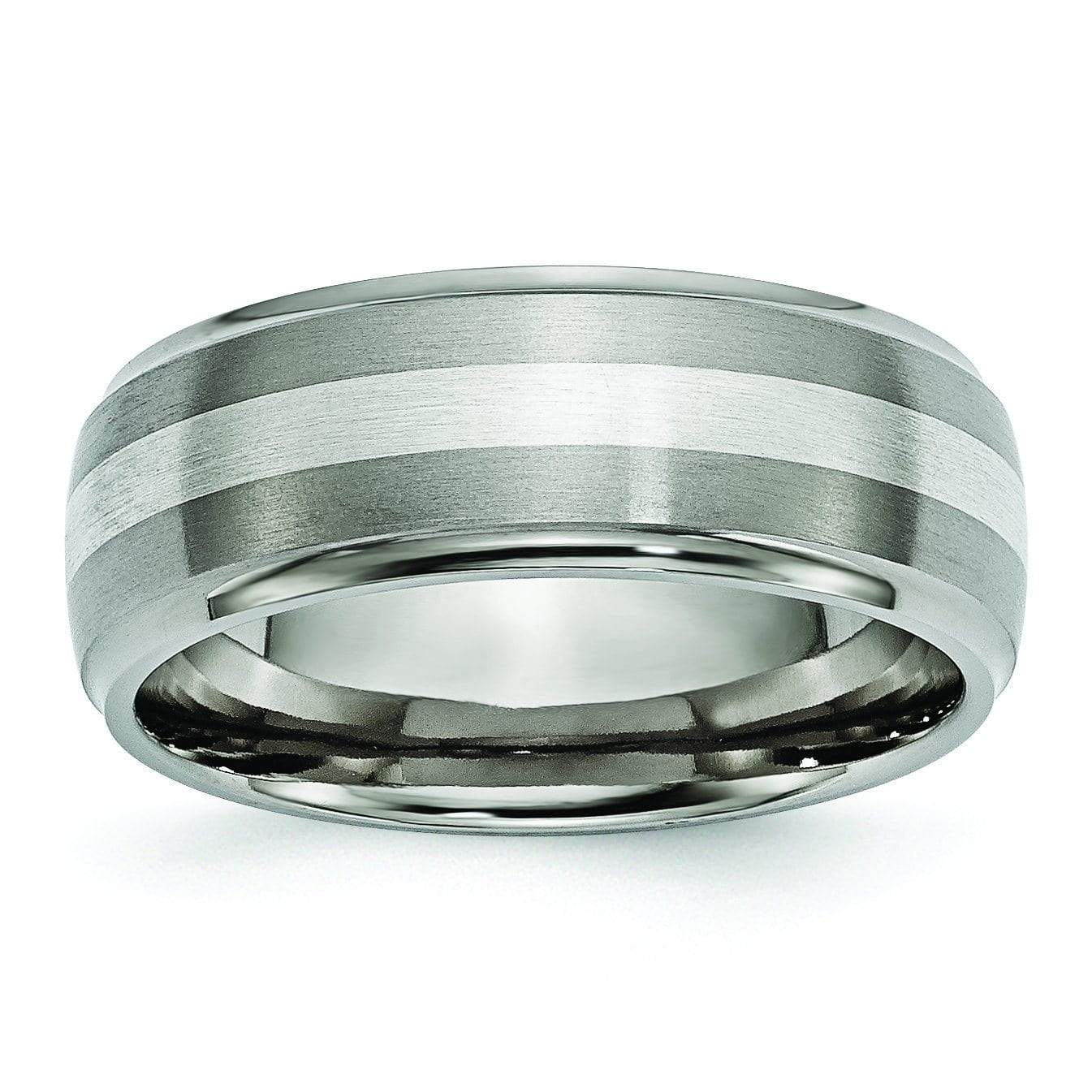 Titanium and Silver Ring Matte and High Polish Finish in 8mm
