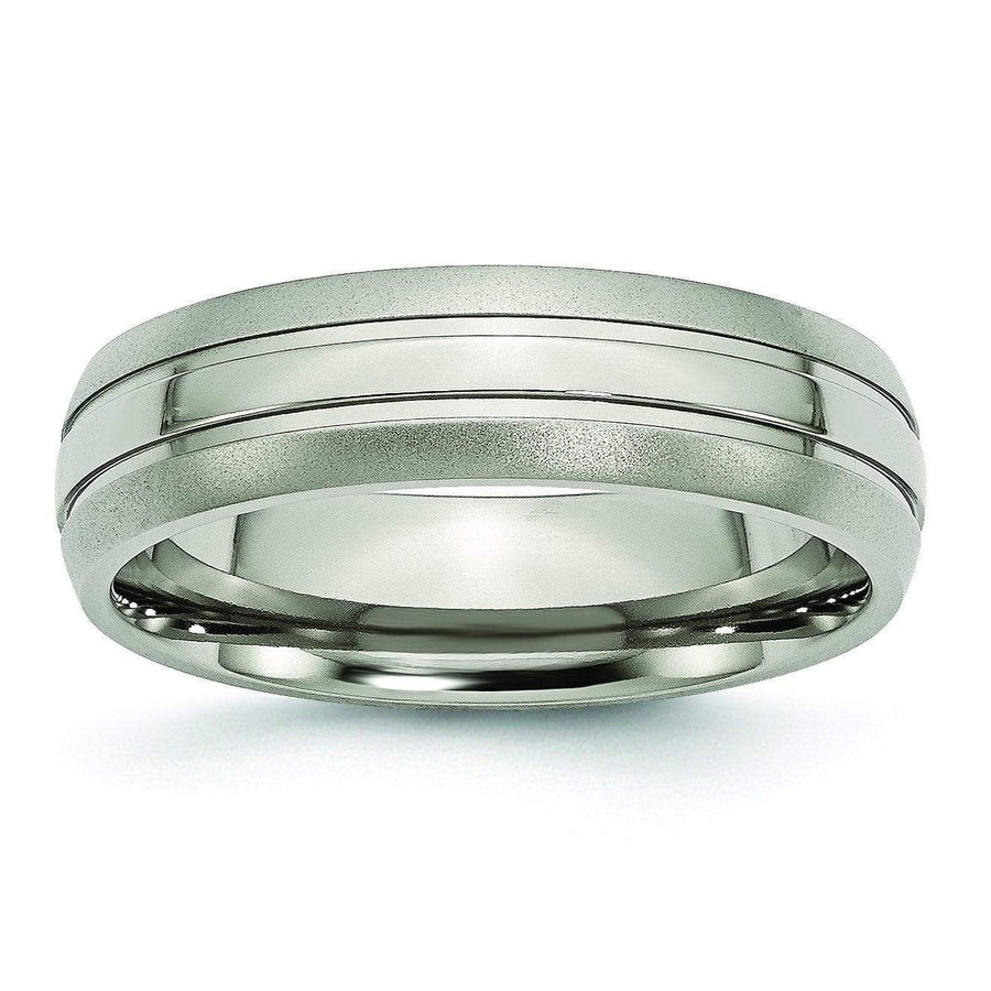 Grooved Mens Titanium Wedding Ring 6mm Titanium Wedding Rings deBebians 