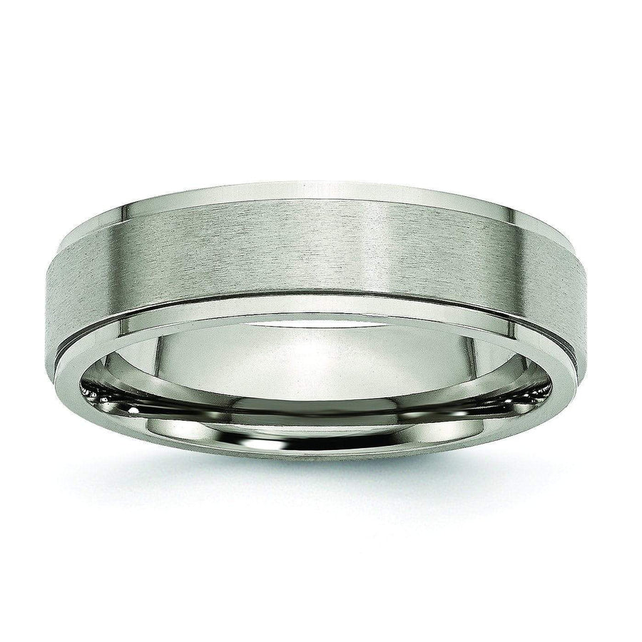 6mm Step Edge Brushed Titanium Ring Titanium Wedding Rings deBebians 